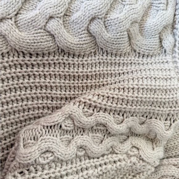 Club Monaco Chunky Cardigan Sweater Open Front Asymmetric Sz M Fisherman Oatmeal - Picture 16 of 16